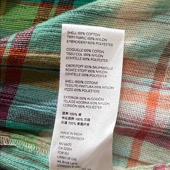 Free People Colorful Plaid Button-Down Shirt Excellent Condition - Picture 8 of 8